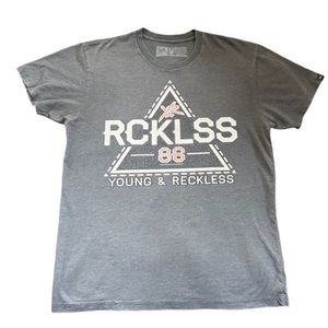 Young & Reckless Gray Triangle Logo Graphic Tee T-Shirt Streetwear Casual Medium